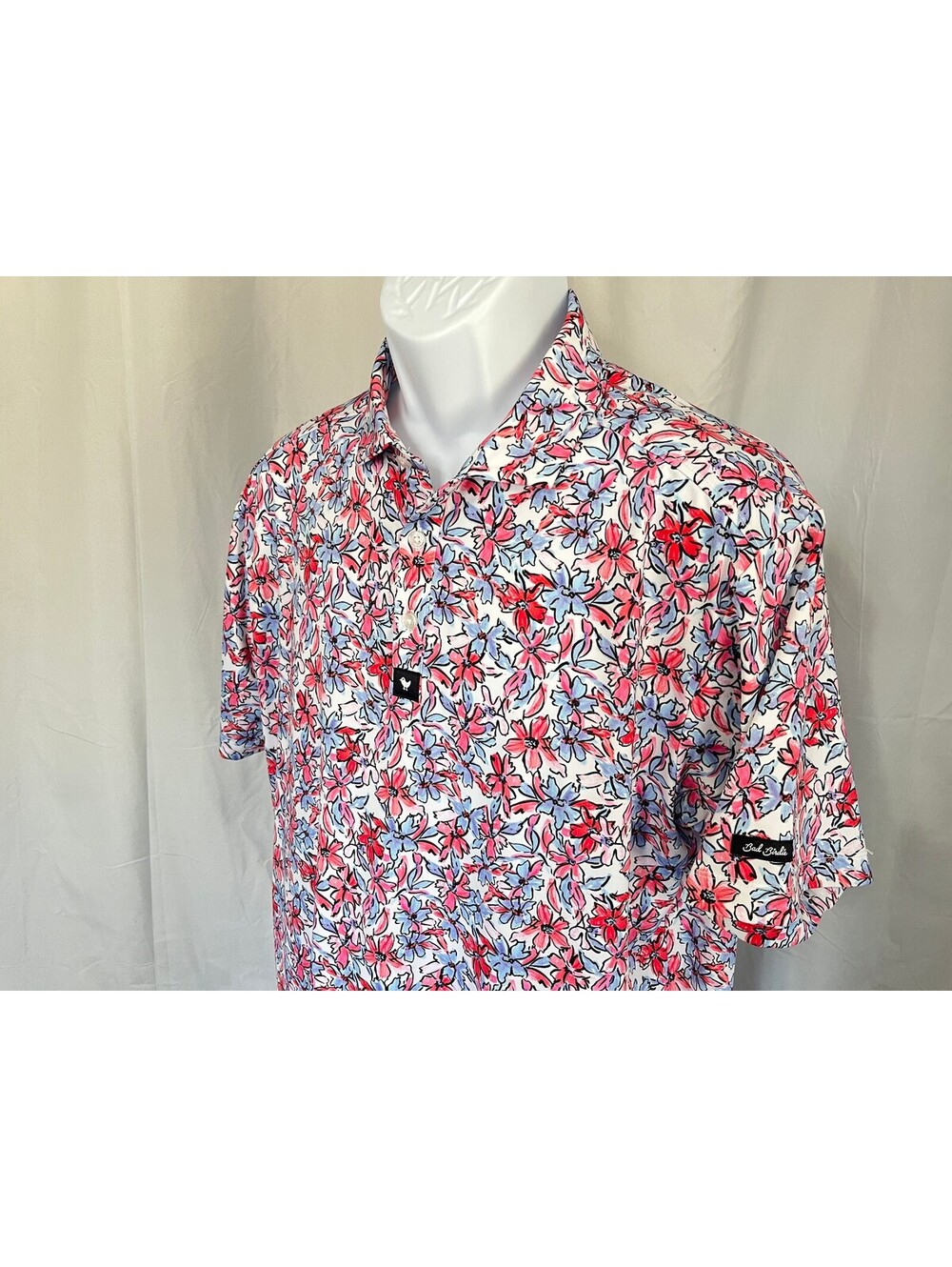 Bad Birdie Men's White Pink Lavender Performance Golf Polo Shirt Large L